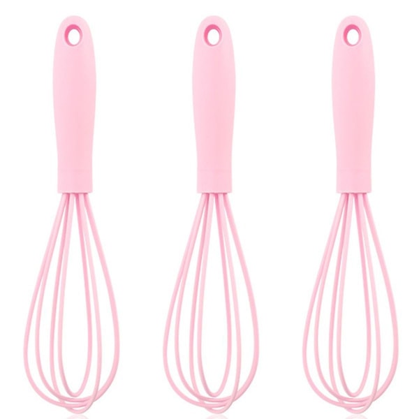 Silikonepiskeris, køkkenredskab, ballonformet æggepisker, perfekt pink