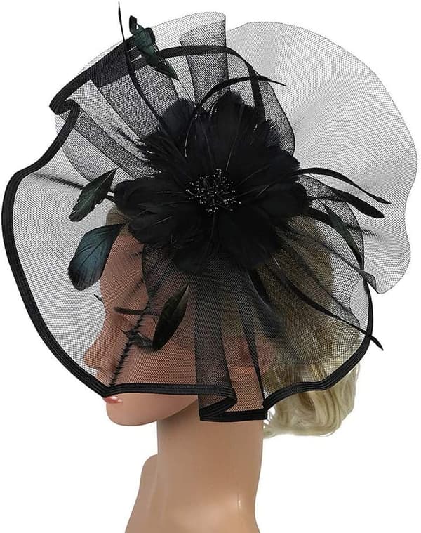 Blomster Mesh Bryllups Fascinator Hat for Kvinner (Svart)