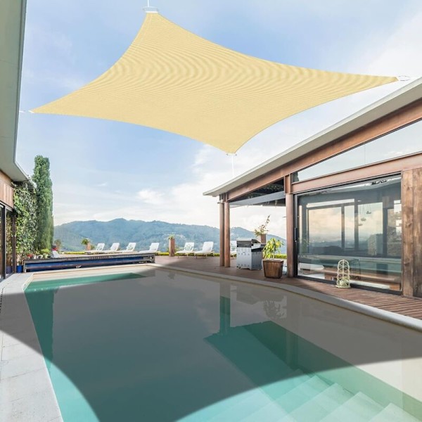 Rektangulær skygge sejl 4x5m, Vandtæt markise UV-beskyttelse til have terrasse udendørs terrasse swimmingpool med gratis reb KLB