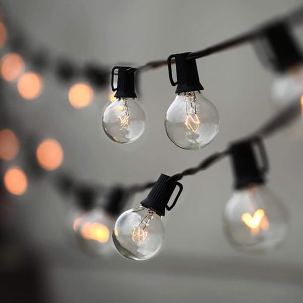 Fairy Lights Glödlampor G40 Belysning med kontakt 25 lampor 7,6 m