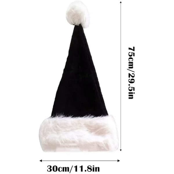 Sort og hvid Deluxe voksen julehat til sort juletema