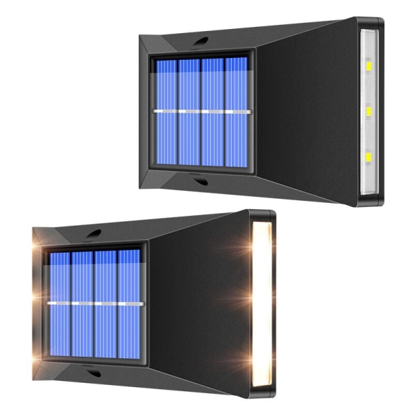 Solcelle udendørs dekoration havemurlys havevandtæt op og ned væglampe udendørs dekoration lys 4 stk varmt lys KLB