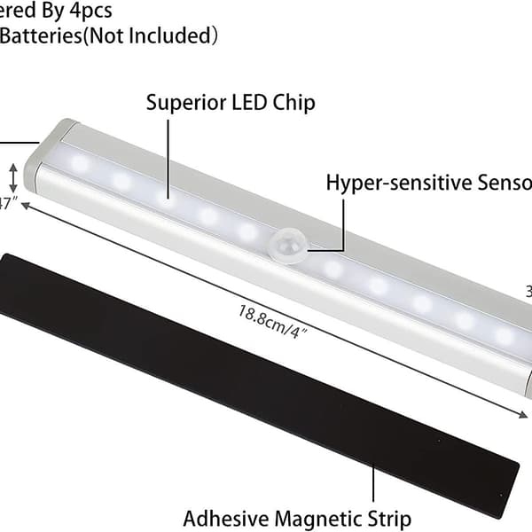 Bevegelsessensor skaplys 2-pakning 10 LED skaplys nattlys