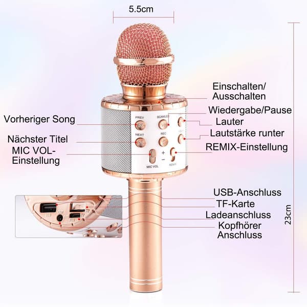 Karaoke-mikrofoni, langaton Bluetooth-mikrofoni lapsille, hauskat lahjat,