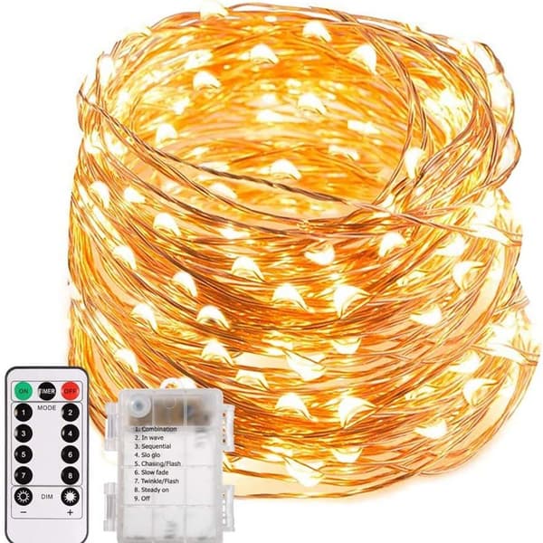 Batteridrevne julelys - 100 LED, timer, fjernkontroll, vanntett KLB