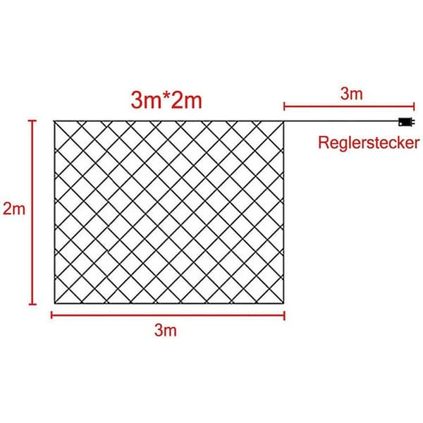 200 LED lysnet 3 x 2 meter LED-lyskæde vandtæt 8 KLB