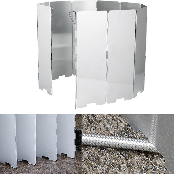 Gasskomfyr vindbeskyttelse høy 10 lameller laget av aluminium for camping og fotturer KLB