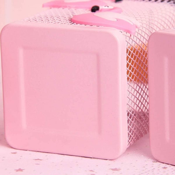 Söt pennhållare i metall, skrivbord, fyrkantig penna, rosa ponny KLB