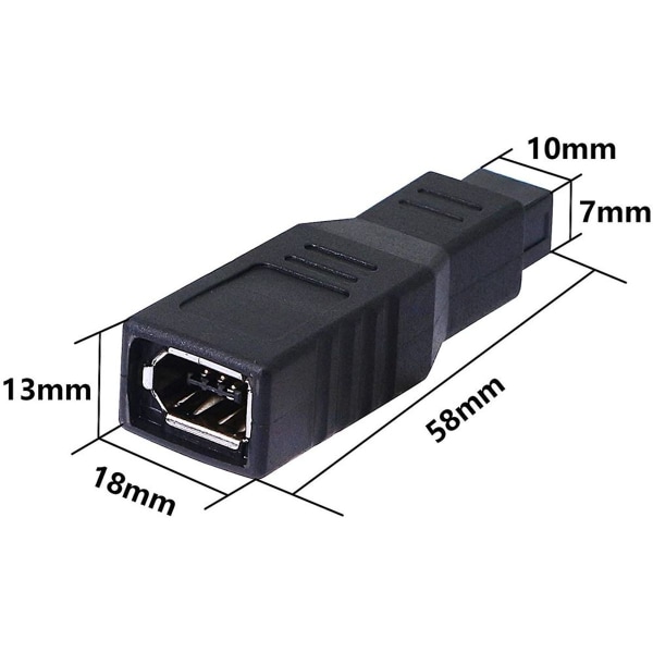 FireWire IEEE 1394 Type A 400 6-pin hun til 1394 Type B 800 9-pin