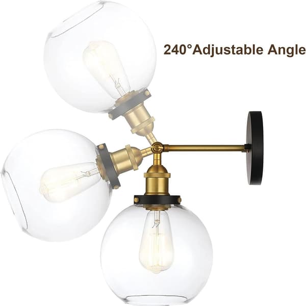 8\" Sort og Guld Antik Messing 1-Lyset Globe Væglampe KLB