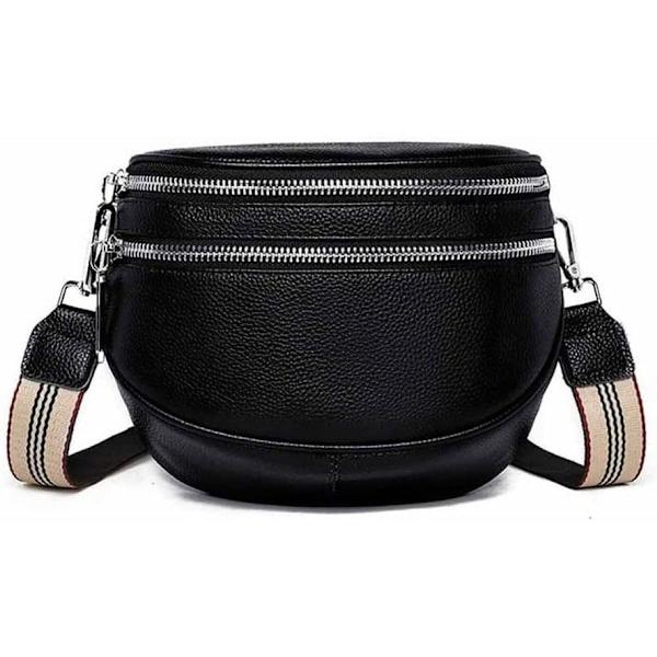 Crossbody väska dam bred rem, midjeväska dam läder handväska, liten