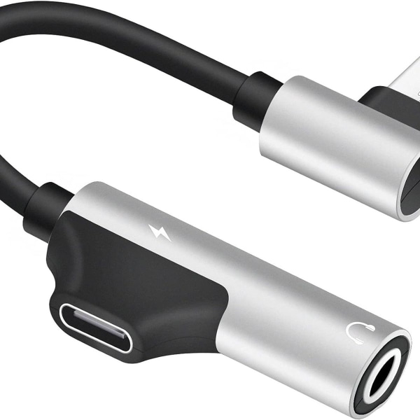 USB-C till 3,5 mm hörlursuttag adapter och laddare 90 grader