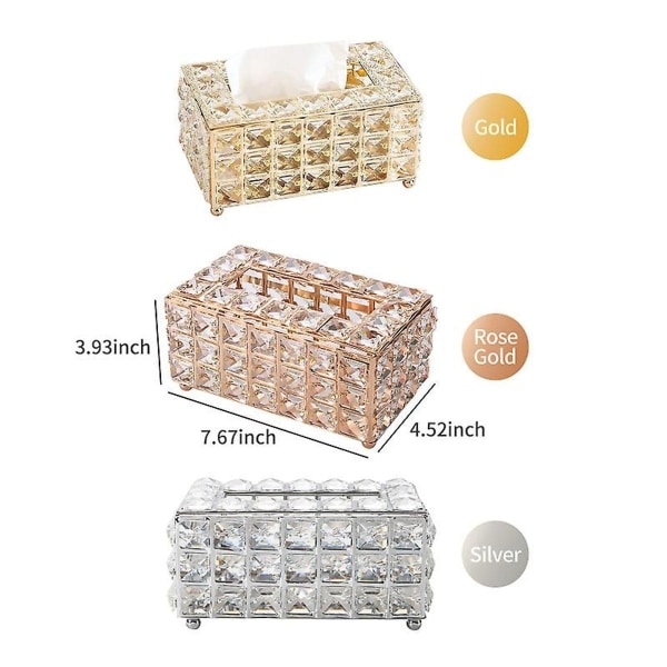 Rectangular decorative crystal tissue box holder