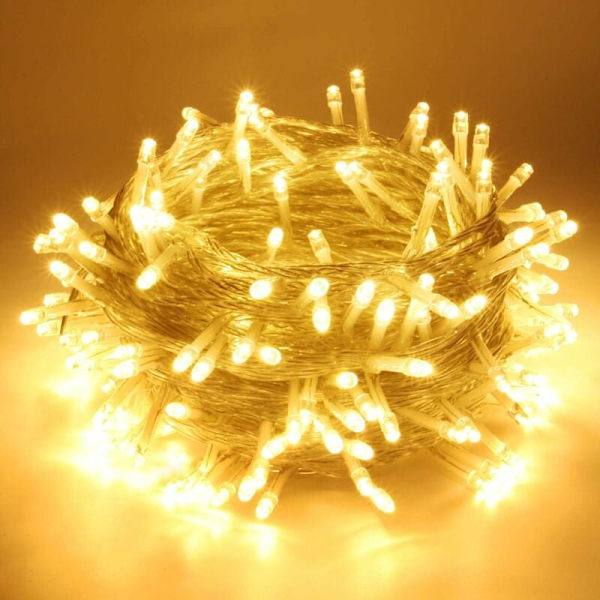 100M 600 LED Lyskæde, 8 Lystilstande, Karneval Bryllup Udendørs Indendørs Havebelysning, Plug-in Lysstrimmel（Varm Hvid） KLB