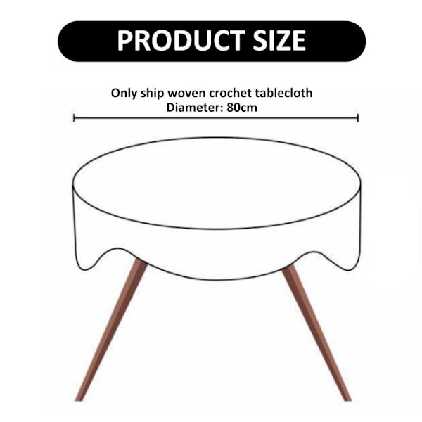 Handgjord virkad duk i bomull, rund, beige, virkad, 75-80 cm