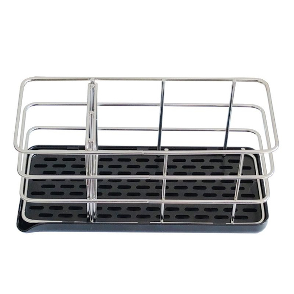 20*8,5*10cm Kjøkken Rustfritt Stål Rengjøring Oppvaskhylle, Spisepinner Avløpskurv, Svampestativ, Vask Benkeplate Hylle