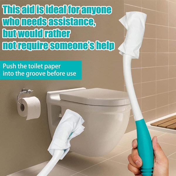38 cm:n pyyhkimisapu WC-paperiklipsillä - Helppo pyyhkimisapu - Helppokäyttöinen pitkävartinen WC-apu - Apuvälineet vanhuksille ja raskaana oleville naisille 38 cm e