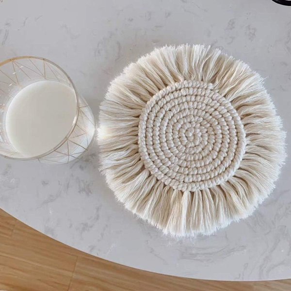 2 stk Boho-stil Håndlagde Makrame-Underlag i bomull KLB