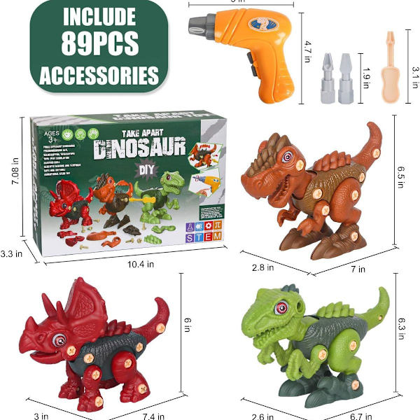 Adskil dinosaur legetøj til børn, byggelegetøj KLB