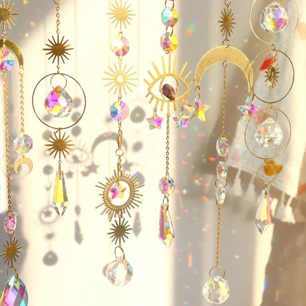 6 stycken färgglada solfångare i kristall hängande fönsterhängen