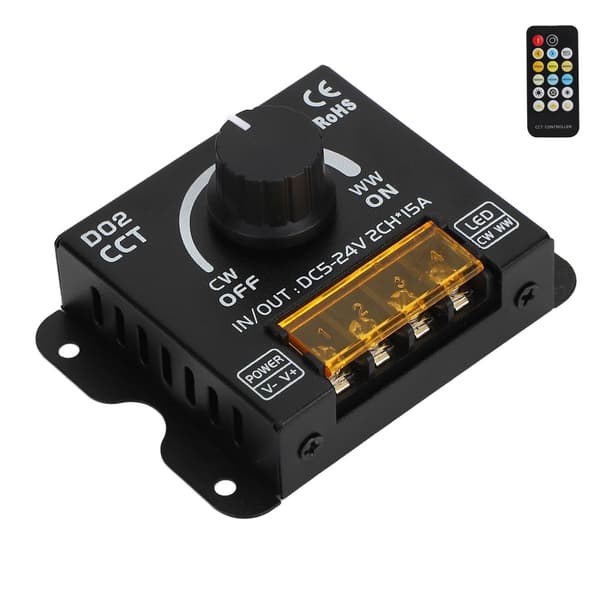 LED-dimmer, 2 kanaler, 360 graders encoder, fargetemperatur KLB