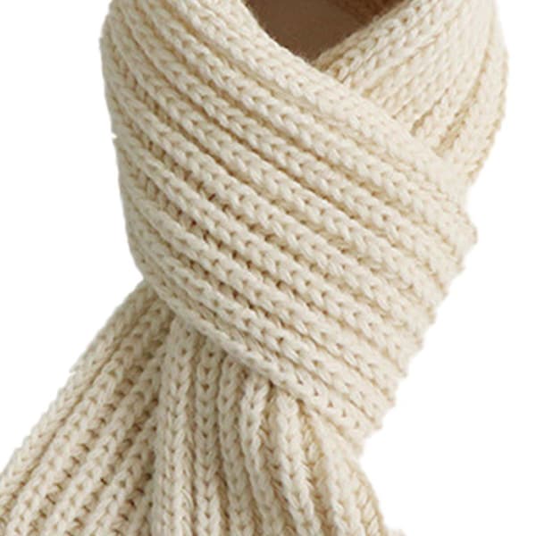 Barnas Vinterstrikket Varmt Skjerf Hals Beige