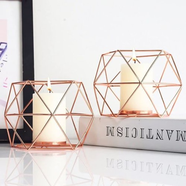 Tealight-hållare ljusstake metall - set om 2 geometriska tealights
