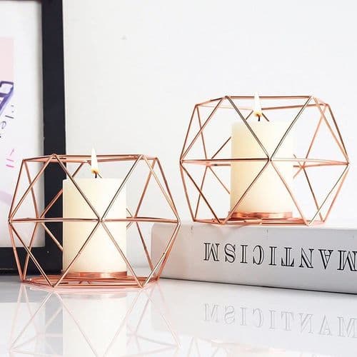 Telysholder lysestake metall - sett med 2 geometriske telys