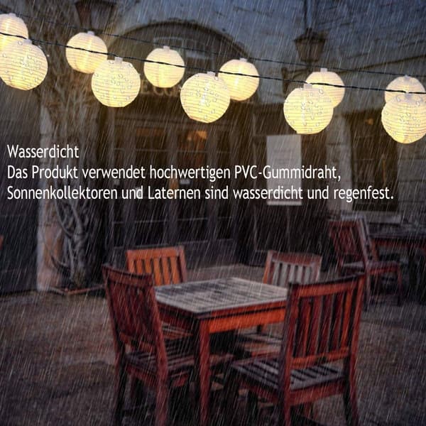 Udendørs solcelle guirlande, 8 tilstande 40 LED udendørs solcelle lanterne vandtæt KLB