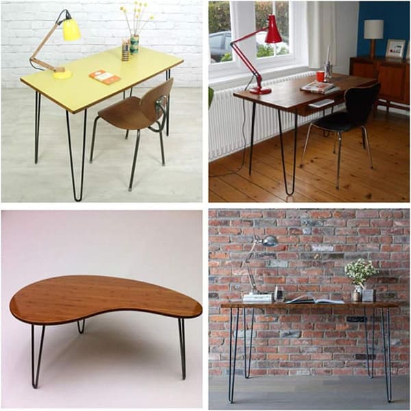 Bordsben 4 tum Set om 4, DIY Möbel Metallbordsben Perfekt för KLB