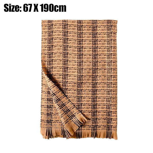 Sjal til kvinder Plaid tæppe sjal Trendy Tartan Sjal Oversized Wrap Kamel KLB