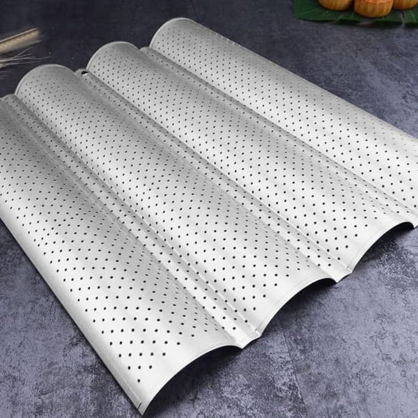 Perforerad baguetteform med non-stick-beläggning för bakning, silver KLB