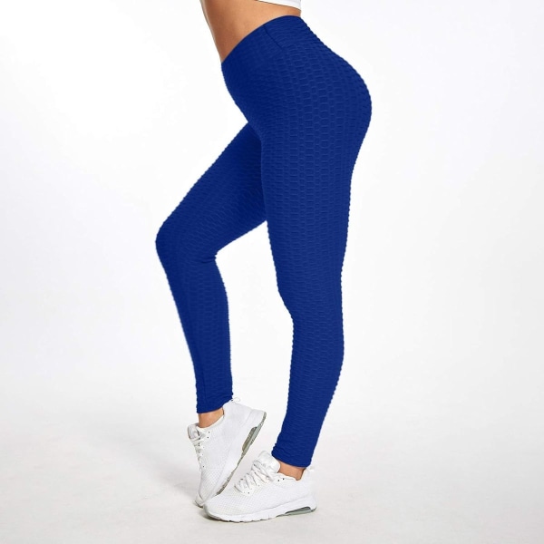 Berömda Leggings, Kvinnor Butt Lifting Yoga Byxor High 01 Blue KLB