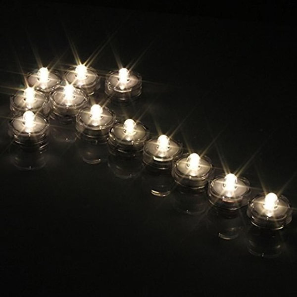 12x LED Vattentäta Nedsänkbara Tealights Flamlösa Tealight Batteridrivna KLB