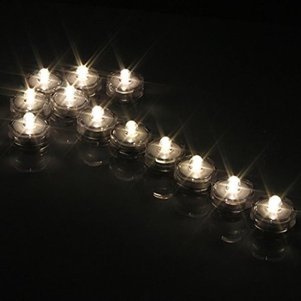 12x LED vedenpitävät upotettavat teevalot liekittömät teevalot paristokäyttöiset KLB
