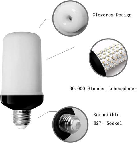 Flammepære, E27 pære, flimrende lyseffekt, 3W LED