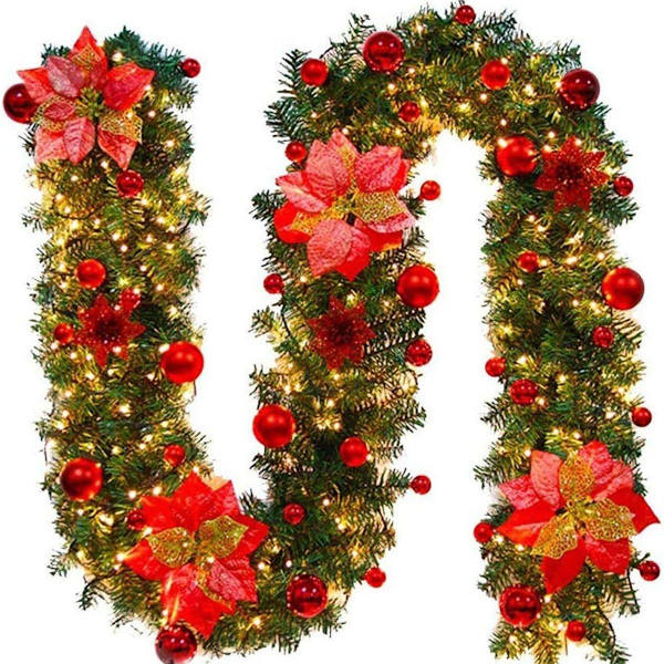 Julekrans med LED-lyslenkebelysning 270cm julegirlander KLB