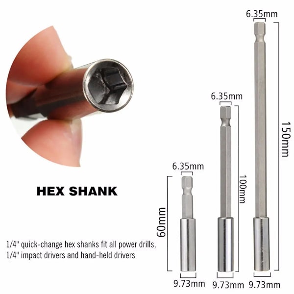 1/4\" Hex Skaft Magnetisk Bitshållare Skruvmejsel Bitsförlängning St