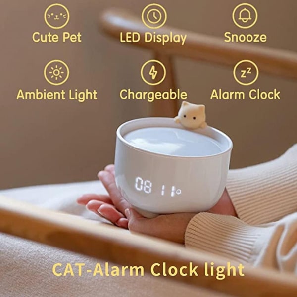 Söt kattväckarklocka för barn: dekorativ väckarklocka för tjejer