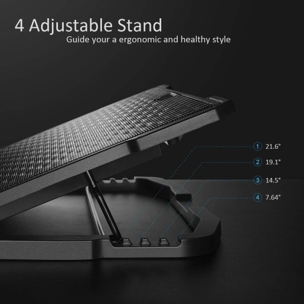 C5 Gaming Laptop Cooler Cooling Pad, Laptop Fan Cooling Stand, 5 fläktar
