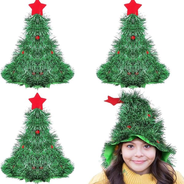 4-pack julgranshattar, roliga julgransformade tomteluvor KLB
