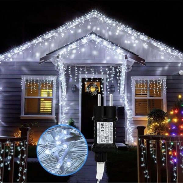 10m LED-slaskregn före jul Trädgårdsbelysning Gardinljus, kallvit
