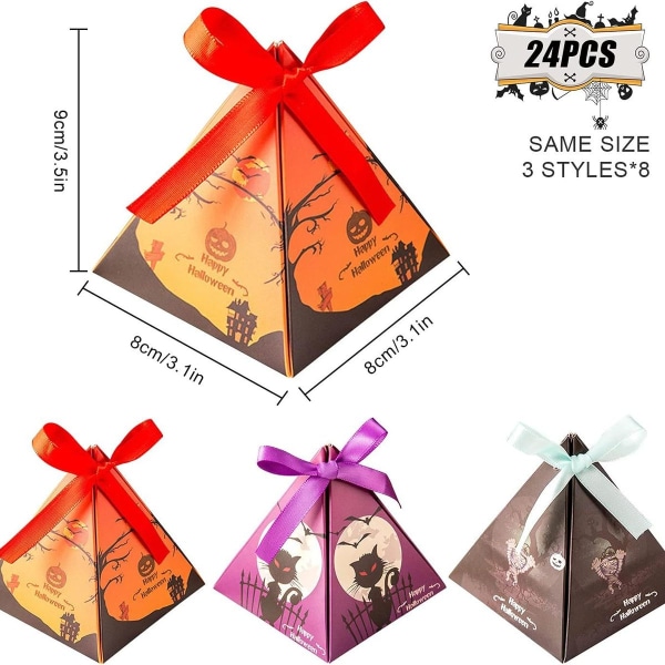 24 pakke Halloween godteribokser - Halloween papirposer for godteri