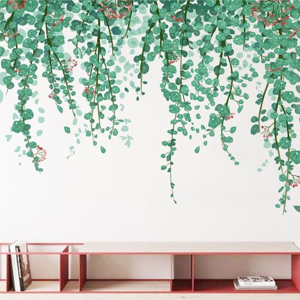 Grønne planter Eucalyptus Vine Blade Wall Sticker Fjernelse Akvarel Wall Art KLB