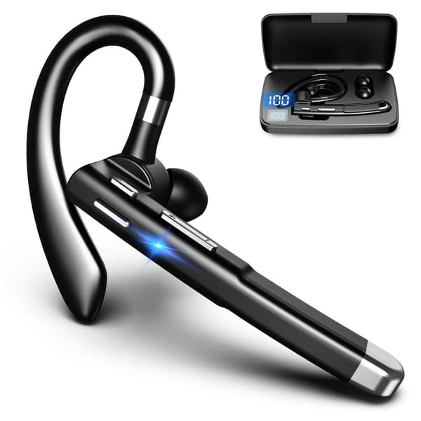 Bluetooth-headset, handsfree-headset med öronsnäcka och laddningsbox
