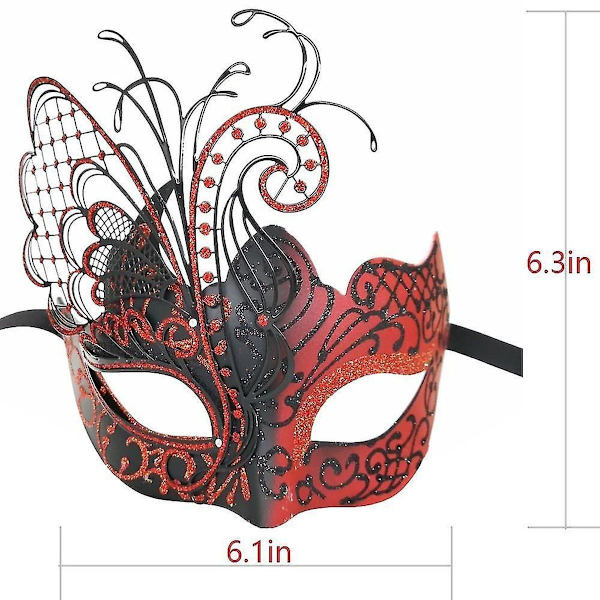 Venetiansk kvinnlig fjärilsrhinestone metallmask för maskeradkarneval KLB