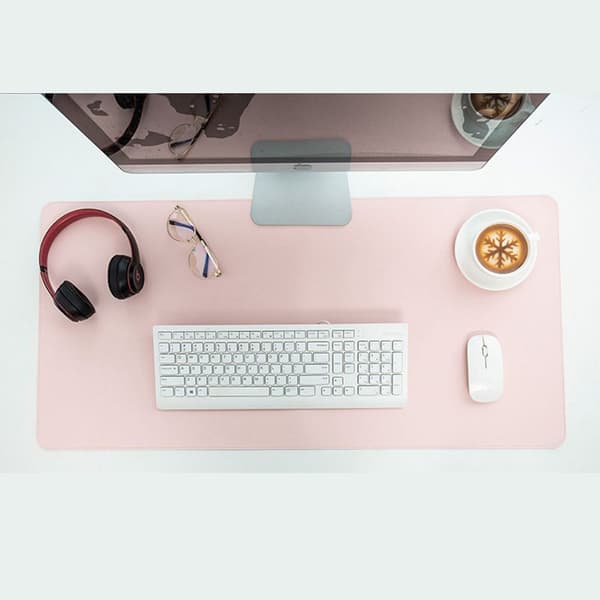 Læder skriveunderlag beskytter kontorbord musemåtte pink + himmelblå