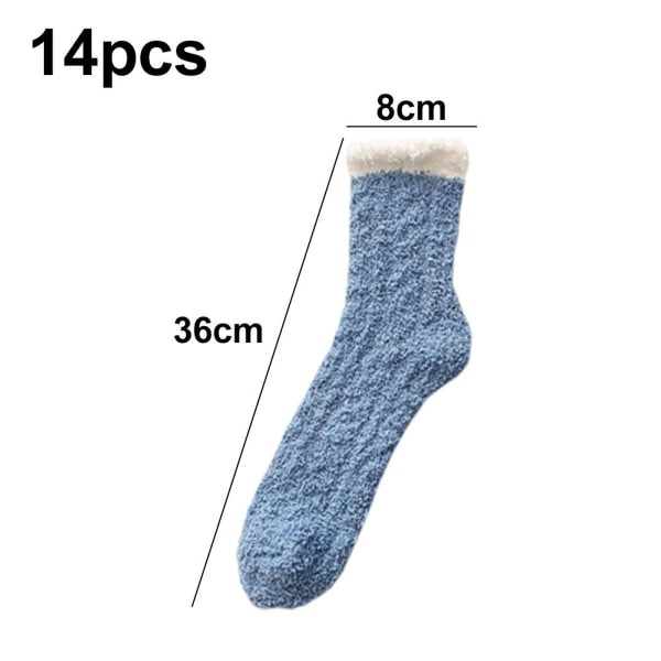 Warm Soft Plush Slipper Socks Fluffy Microfiber Socks Blue KLB