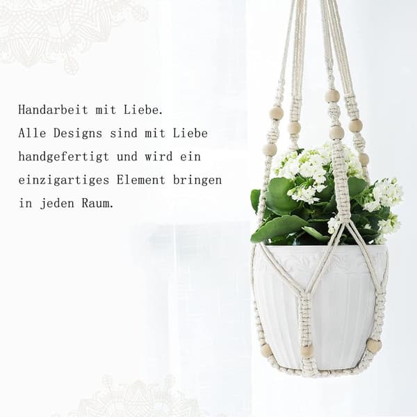Hängande korg Macrame växt hängare 2 st Macrame hängare bomull växt hängare