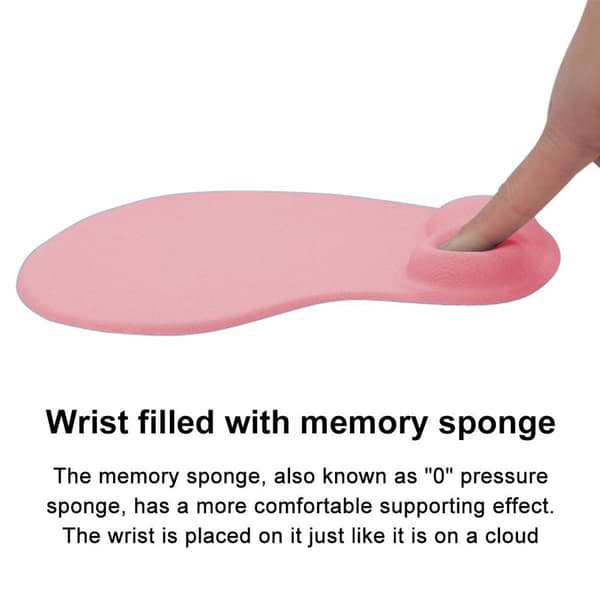 Musemåtte Memory Foam Håndledsstøtte Ergonomisk Skridsikker Mus Pink